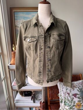 Liverpool Los Angeles Spanish Moss Olive Stretch Jean Jacket S